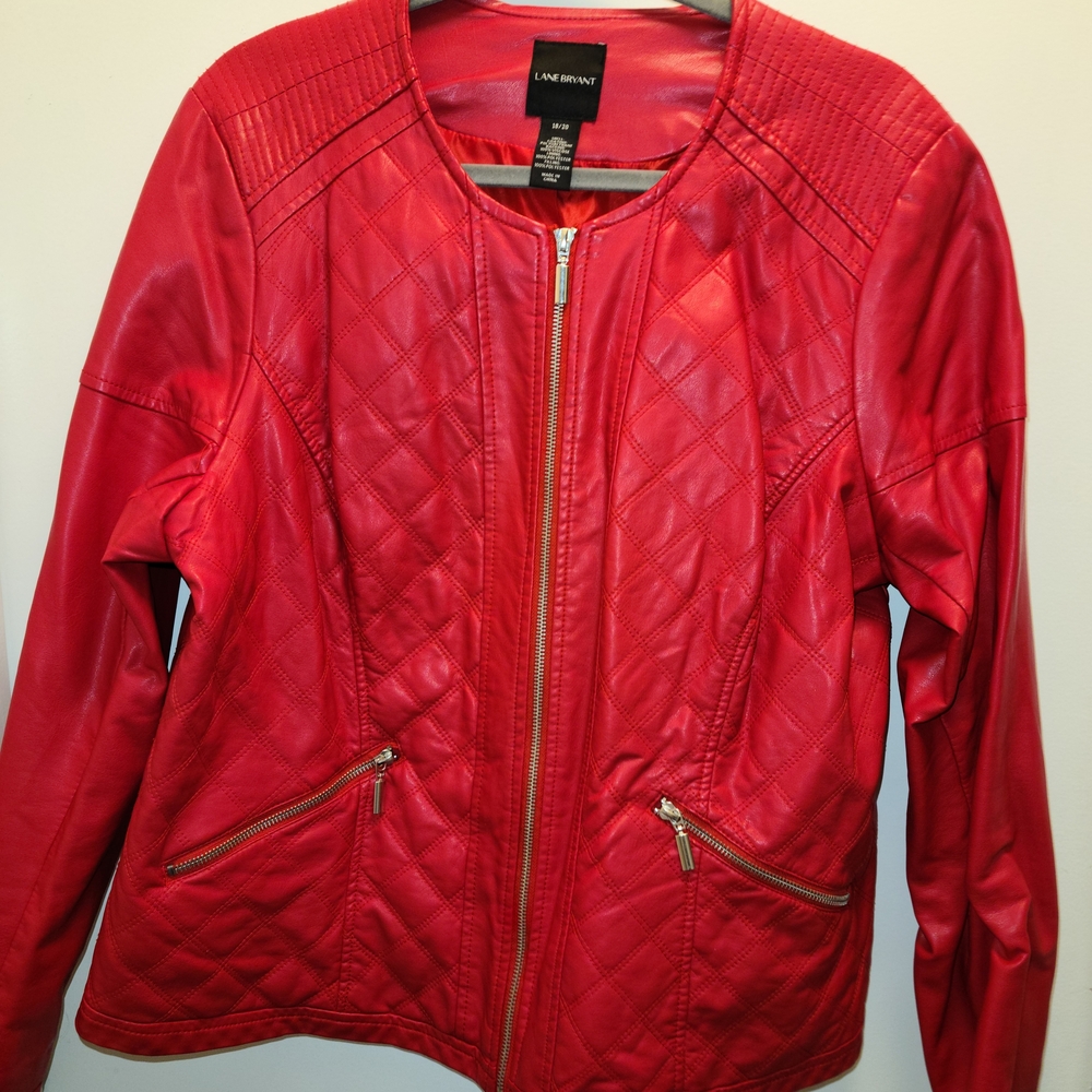 Lane Bryant Vibrant Red Faux Leather Jacket